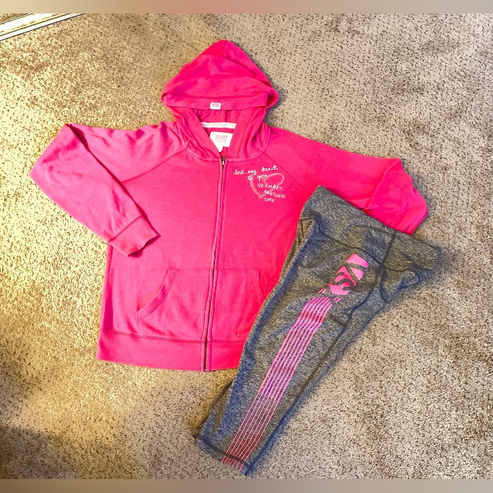 VS PINK VINTAGE HOODIE HTF FULL ZIP VSX CAPRI YOGAS.